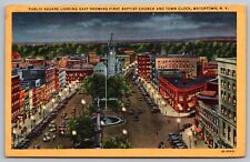 Public Square Birds Eye View First Baptist Church Town Clock Watertown Postcard picture