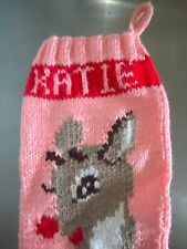 Hand Knit Christmas Stocking Personalized Katie RUDOLPH REINDEER 23