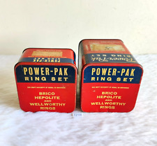 Vintage Power Pak Brico Hepolite Wellworthy Rings Set Advertising Tin 2Pc TI576 picture