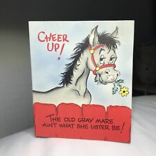 Vintage Gibson Get Well Pop Up Greeting Card ~ Horse Gray Mare ~ Kicking Up picture