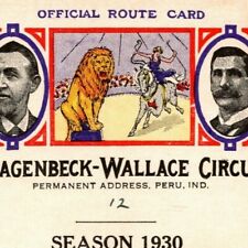 Vintage 1930 Hagenbeck-Wallace Circus Route Card - Minnesota Winnipeg Locations picture