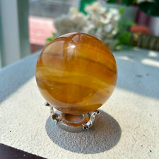 58mm 325g NATURAL YELLOW Fluorite quartz crystal sphere ball healing 6th picture