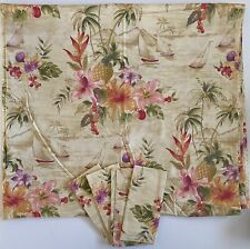 Set - Avon Home Cotton Tropical Tablecloth 4 Cloth Napkins Palm Trees Pineapple picture