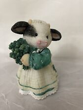Enesco Mary's Moo Moos Irish You'd Kiss Me Cow Figurine 159751 Clovers 1995 3