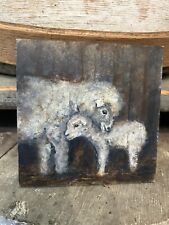 Small Hand painted Mother Sheep With Baby On Artist Board picture
