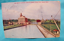 Ore Boats Locking Through Canal, Sault STE Marie, Mich===PC----Posted==1910 picture