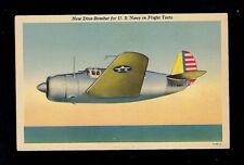 Aviation Postcard WWll New Dive Bomber Test Flight Navy Military Linen picture
