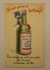 Vintage Cute Kitten In Bottle 3D Pop-Up Happy Birthday Hallmark Card c.1952 picture