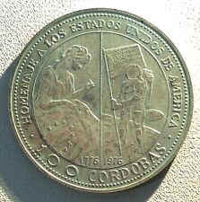 NASA Medal 1975 Nicaragua Moon Astronaut Bicentennial Sterling 100 Cordobas picture