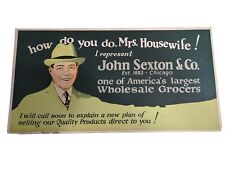 JOHN SEXTON GROCERS CHICAGO IL HOUSEWIFE 1920S TROLLEY CARD PAPER SIGN ANTIQUE picture