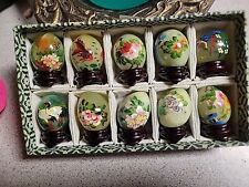 Absolutely Adorable Vintage Chinese Masterpieces Hand Painted Jade Eggs With... picture