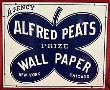 Antique 1920’s Alfred Peats Prize Wallpaper Porcelain Enamel Advertising Sign picture