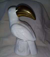 White Ceramic Toucan with Gold Beak picture