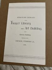 1899 Dedicatory Exercises Program Thayer Library Building Keene NH New Hampshire picture