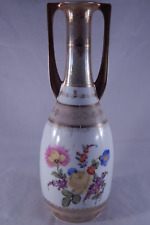 Antique 1906 Enamel Vase Hand Painted Porcelain Floral Design 13