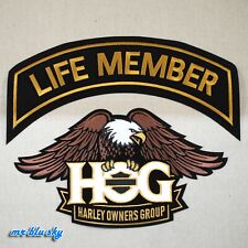 Large Eagle & Life Member Gold Patch Set ~ Harley Davidson Owners Group HOG picture
