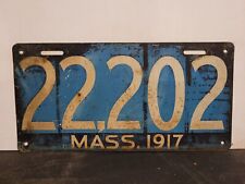 1917 Massachusetts License Plate Tag Original. picture