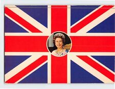 Postcard Queen Elizabeth II and British Flag picture