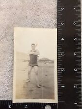 Antique 1920s Photo Tough Man in Bathing Suit Beach Ocean picture