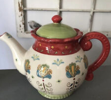 Dutch Wax Teapot by Coastline Imports. Hand Painted Ceramic.   picture