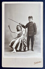 Patriotic Girl American Flag Soldier Boy Studio Portrait Cabinet Card Photograph picture