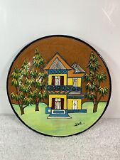 Haitian Scenic Village Redware Clay Plates Wall Art , 7 inch, Bright, BEAUTIFUL picture