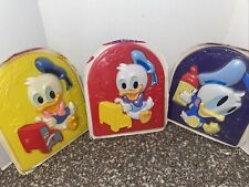 Vintage 3 Donald Duck Puzzle Plastic Tray Baby Disney 80s Preschool 3D Toy Arco picture