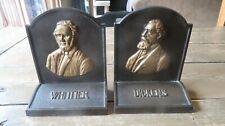 Antique Heavy Charles Dickens John Whittier Writers Bookends 6