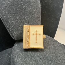 Vintage Tiny Micro Miniature Gold Metal & Enamel Bible with Latch picture
