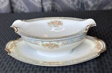 VTG Noritake China ‘Royce 660’ Pattern Gravy Boat W/Attached Underplate 1933  picture