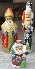 3 Vintage Genuine Russian Hand Carved/Painted Santa Father Frost Christmas picture