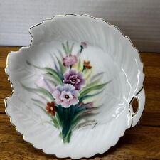 Vtg Hand Painted Trinket Ring Dish Floral Gold Trim Japan Farmhouse Retro Style picture