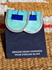 FANTASTIC TURQUOISE & LAPIS STERLING SILVER NA NAVAJO CUFFLINKS by JIM HARRISON picture