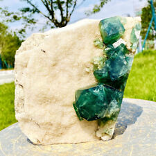 4.96LB Natural green cubic fluorite quartz crystal mineral specimen picture