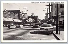 Washington St Business District North Attleboro Ma Old Cars Postcard picture