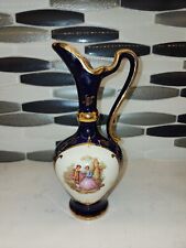 1968 Porcelain GIFFARD ANGERS FRANCE-10'' tall blue PITCHER -VASE-Made in France picture