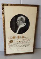1945 POPE PIUS XII RARE SIGNED FRAMED CATHOLIC APOSTOLIC DEATH BLESSING picture