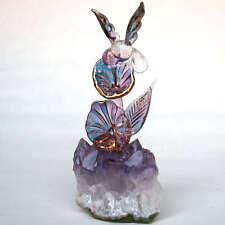 Glass Hummingbird Figurine Sculpture Hand Blown Crystal 24k Gold picture
