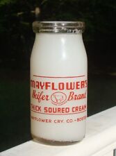 Vintage MAYFLOWER'S HEIFER BRAND THICK SOURED CREAM- BOSTON Pint Milk Bottle picture
