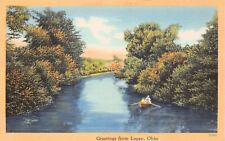 Logan OH Ohio Greetings Souvenir  Hocking County River View Vtg Postcard C35 picture
