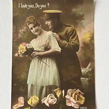 Antique RPPC Photograph Postcard WW1 American Soldier Sweetheart I Love You picture