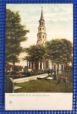 Vintage St Phillips Church & Graveyard Charleston SC Color Raphael Tuck Postcard picture