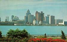 Detroit Michigan MI Skyline View From Windsor Ontario Canada Postcard picture