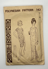 Polynesian Pattern 143 Bust 32 Slim Muumuu Side Slit Maxi Dress Sleeveless picture