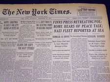 1939 DEC 23 NEW YORK TIMES - FINNS PRESS RETREATING FOE, NAZI FLEET - NT 458 picture