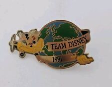 VTG 1991 Disney Team Member Passport Mickey Minnie Plane Globe Pluto Pin 5517 picture