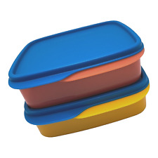 Tupperware ECO Lunch It Divided Containers Teal Orange Yellow 550ml Set of 2 picture