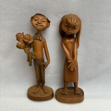 Anri Hand Carved Wooden Boy With Flower And Shy Girl 5” picture