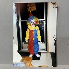 Vintage Found Photo Halloween Kid Dressed in Clown Costume In Doorway 1998 picture