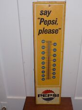 Vintage 1964 Say Pepsi Please Metal Thermometer picture